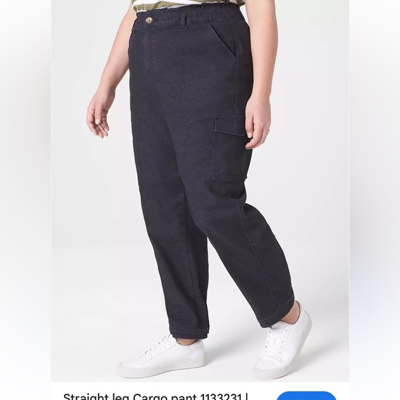 Nwt Lane Bryant Black Denim Straight Leg Cargo Pants - Picture 1 of 10